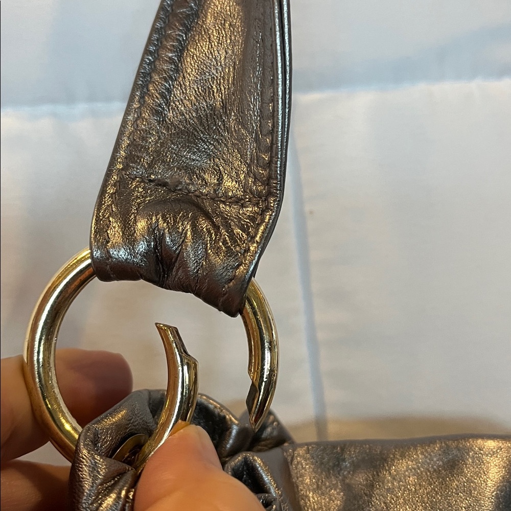 La Guantalia de Firenze Guanti & Borse Silver Italian Leather Shoulder Bag - Picture 6 of 9